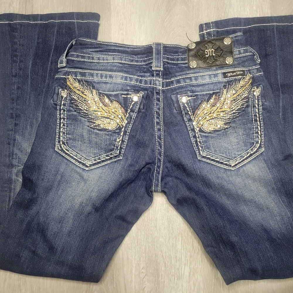 Women's Blue Miss Me Jeans with Embellished Pockets